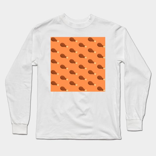 Chicken Leg - Orange Long Sleeve T-Shirt by IslandofdeDolls